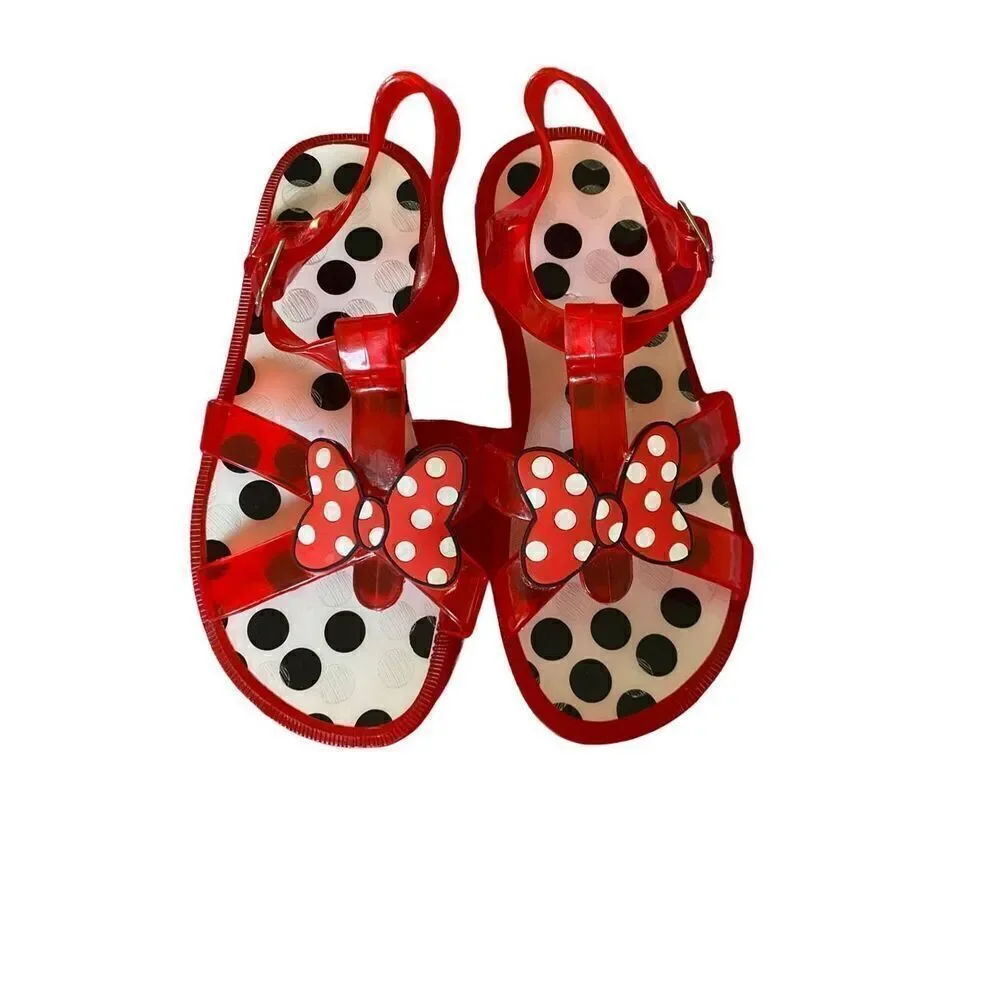 Disney Minnie, mouse, jelly, red and white open toed sandals, size 1